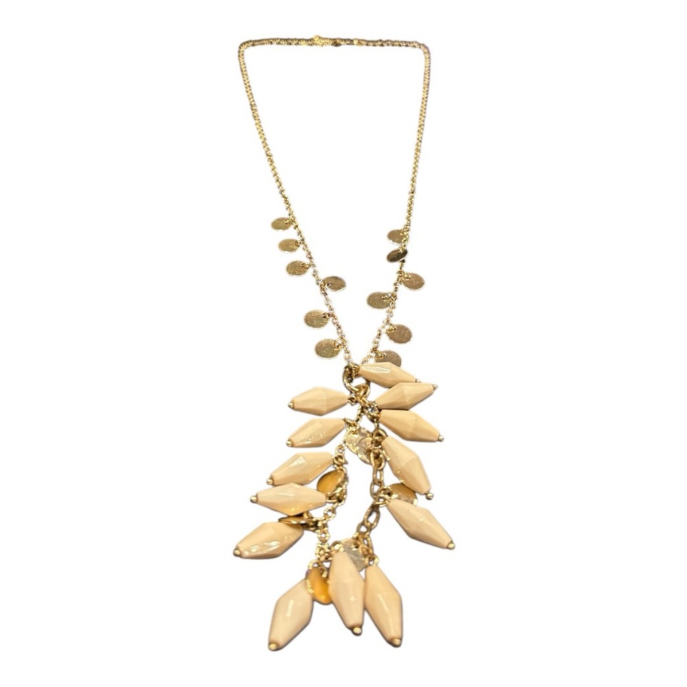 Talbots Gold chain w/discs & cream enamel necklace. AA chain 3 - Picture 1 of 4